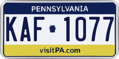 PA license plate KAF1077
