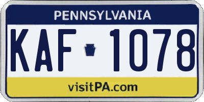 PA license plate KAF1078