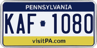 PA license plate KAF1080