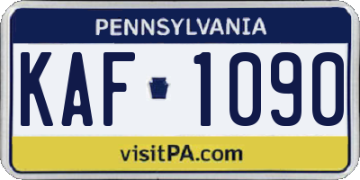 PA license plate KAF1090