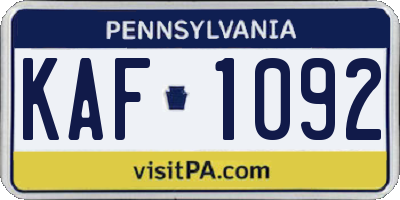 PA license plate KAF1092