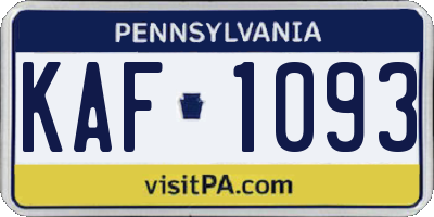 PA license plate KAF1093
