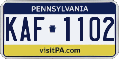 PA license plate KAF1102