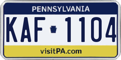 PA license plate KAF1104