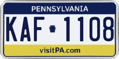 PA license plate KAF1108