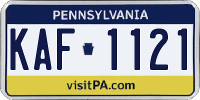PA license plate KAF1121