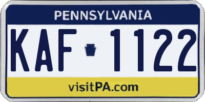 PA license plate KAF1122