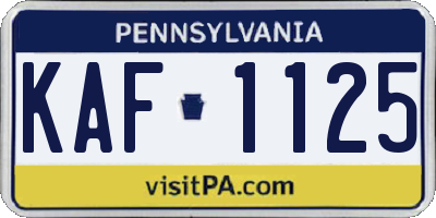 PA license plate KAF1125
