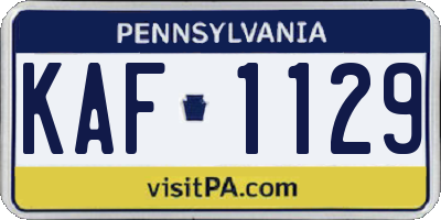 PA license plate KAF1129