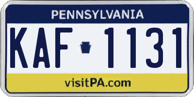 PA license plate KAF1131
