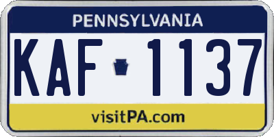 PA license plate KAF1137