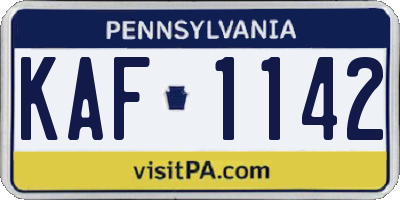 PA license plate KAF1142