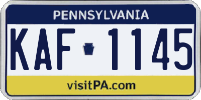 PA license plate KAF1145