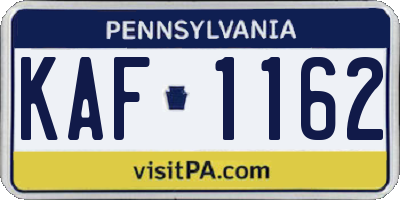 PA license plate KAF1162