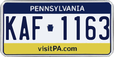 PA license plate KAF1163