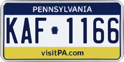 PA license plate KAF1166