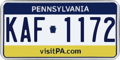 PA license plate KAF1172
