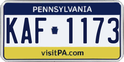 PA license plate KAF1173