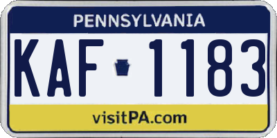 PA license plate KAF1183