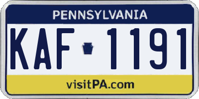 PA license plate KAF1191