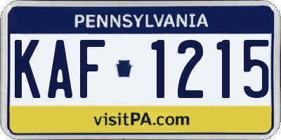 PA license plate KAF1215