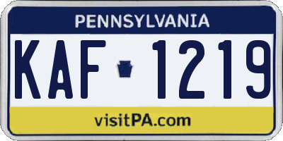 PA license plate KAF1219