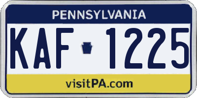 PA license plate KAF1225