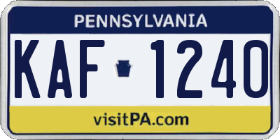 PA license plate KAF1240