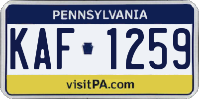 PA license plate KAF1259