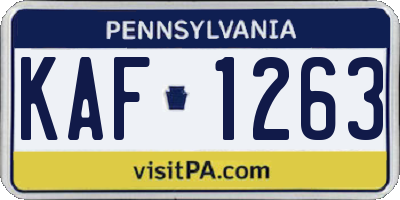 PA license plate KAF1263