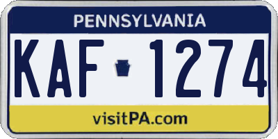 PA license plate KAF1274