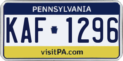 PA license plate KAF1296