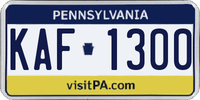 PA license plate KAF1300