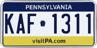 PA license plate KAF1311