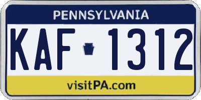 PA license plate KAF1312