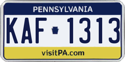 PA license plate KAF1313