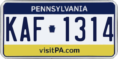 PA license plate KAF1314