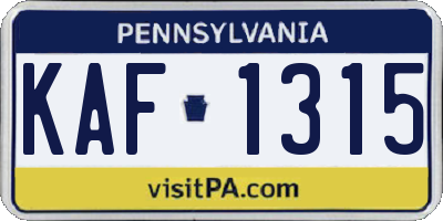 PA license plate KAF1315
