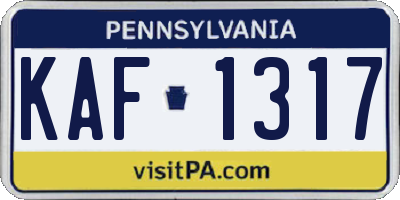 PA license plate KAF1317
