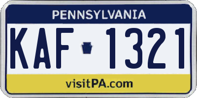 PA license plate KAF1321