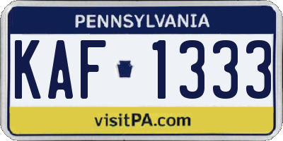 PA license plate KAF1333