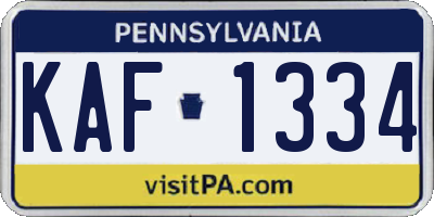 PA license plate KAF1334