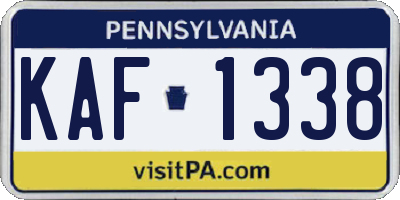 PA license plate KAF1338