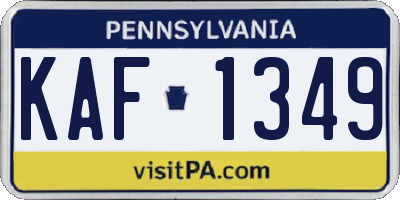PA license plate KAF1349