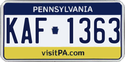 PA license plate KAF1363