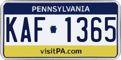 PA license plate KAF1365