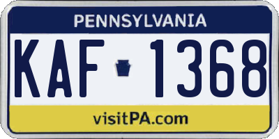 PA license plate KAF1368