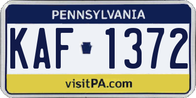 PA license plate KAF1372