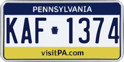 PA license plate KAF1374
