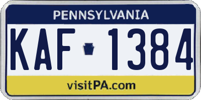 PA license plate KAF1384